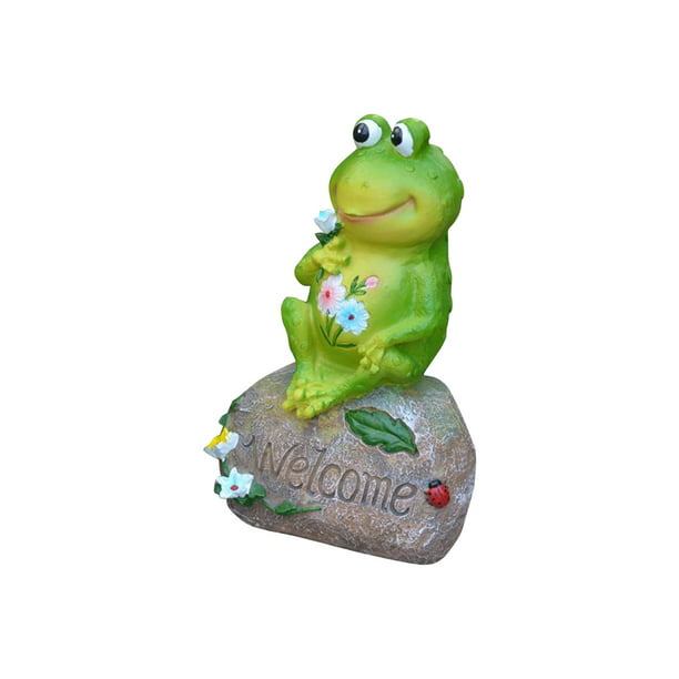 Set of 4 Small 3.5" Adorable Sweet Smiling Garden Frog Figurines for Home or Gif